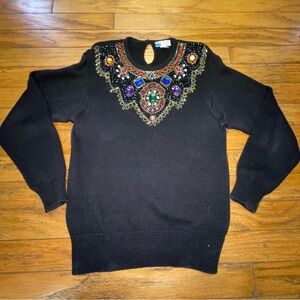 Black Embellished Women's Sweater